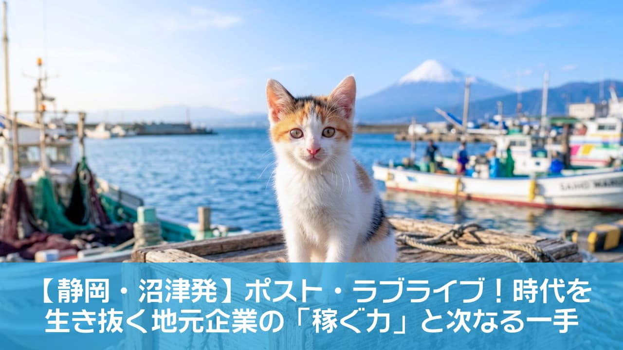 雲ひとつない青空と澄んだ朝の光に包まれた日本の漁港の風景。手前にあるひび割れた古い木箱の上には、白地に鮮やかな茶色と黒の模様を持つ三毛猫（日本猫）の子猫が前足を揃えてきちんとお座りをしており、透き通った瞳で真っ直ぐにカメラを見つめている。背景には穏やかな青い海と停泊する複数の漁船、そして奥には雪を頂いた富士山がくっきりとそびえ立っており、港町の風情と自然の美しさを捉えた高画質なリアル写真 Ultra-realistic high-quality photograph of a calico kitten sitting neatly on a weathered wooden box at a vibrant Japanese fishing port. The kitten, featuring white fur with vivid orange and black patches, looks directly at the camera with clear eyes. The background showcases multiple fishing boats moored in the calm blue sea, with a stunning, clear view of snow-capped Mount Fuji under a bright, cloudless morning sky.